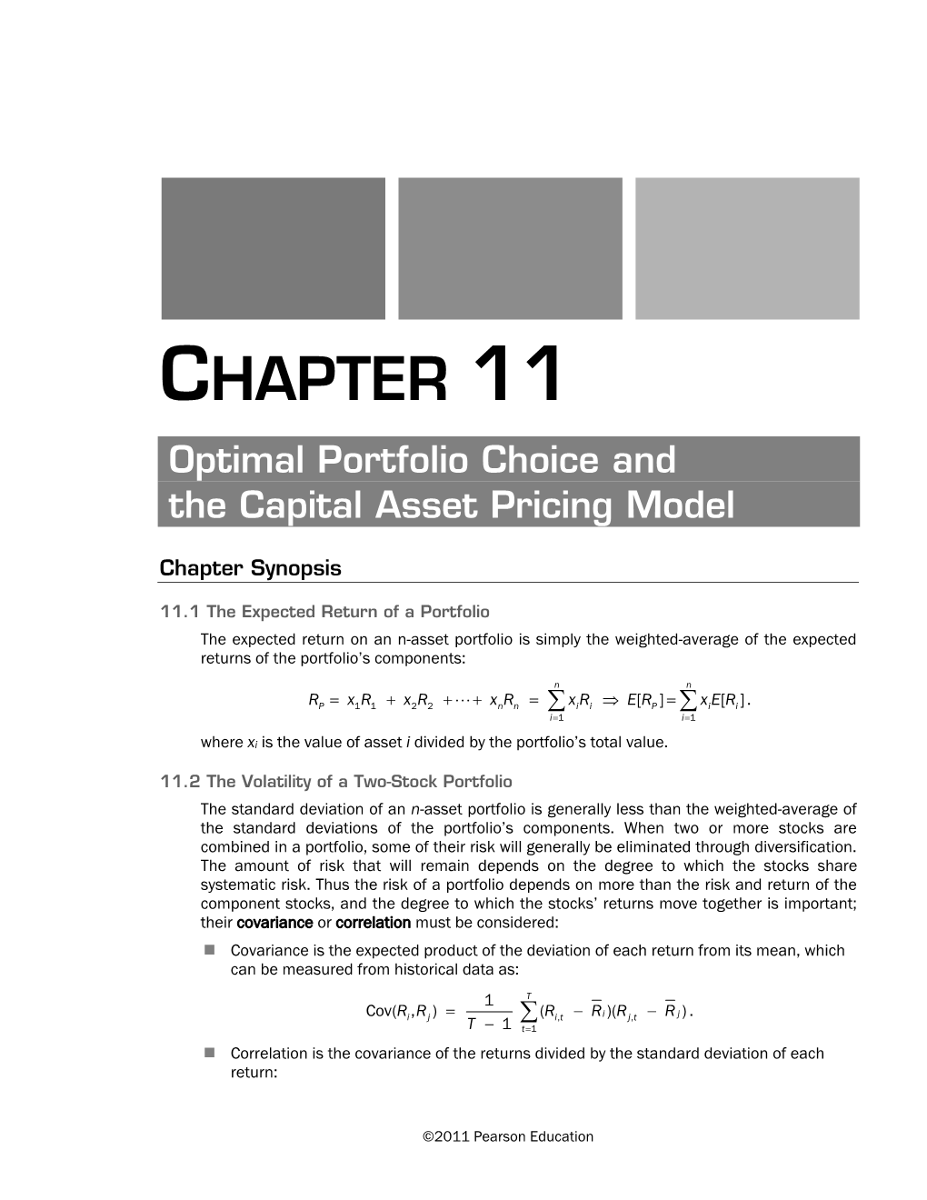 CHAPTER 11 Optimal Portfolio Choice and the Capital Asset Pricing Model