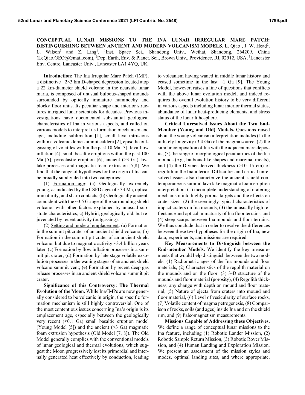 Conceptual Lunar Missions to the Ina Lunar Irregular Mare Patch: Distinguishing Between Ancient and Modern Volcanism Models