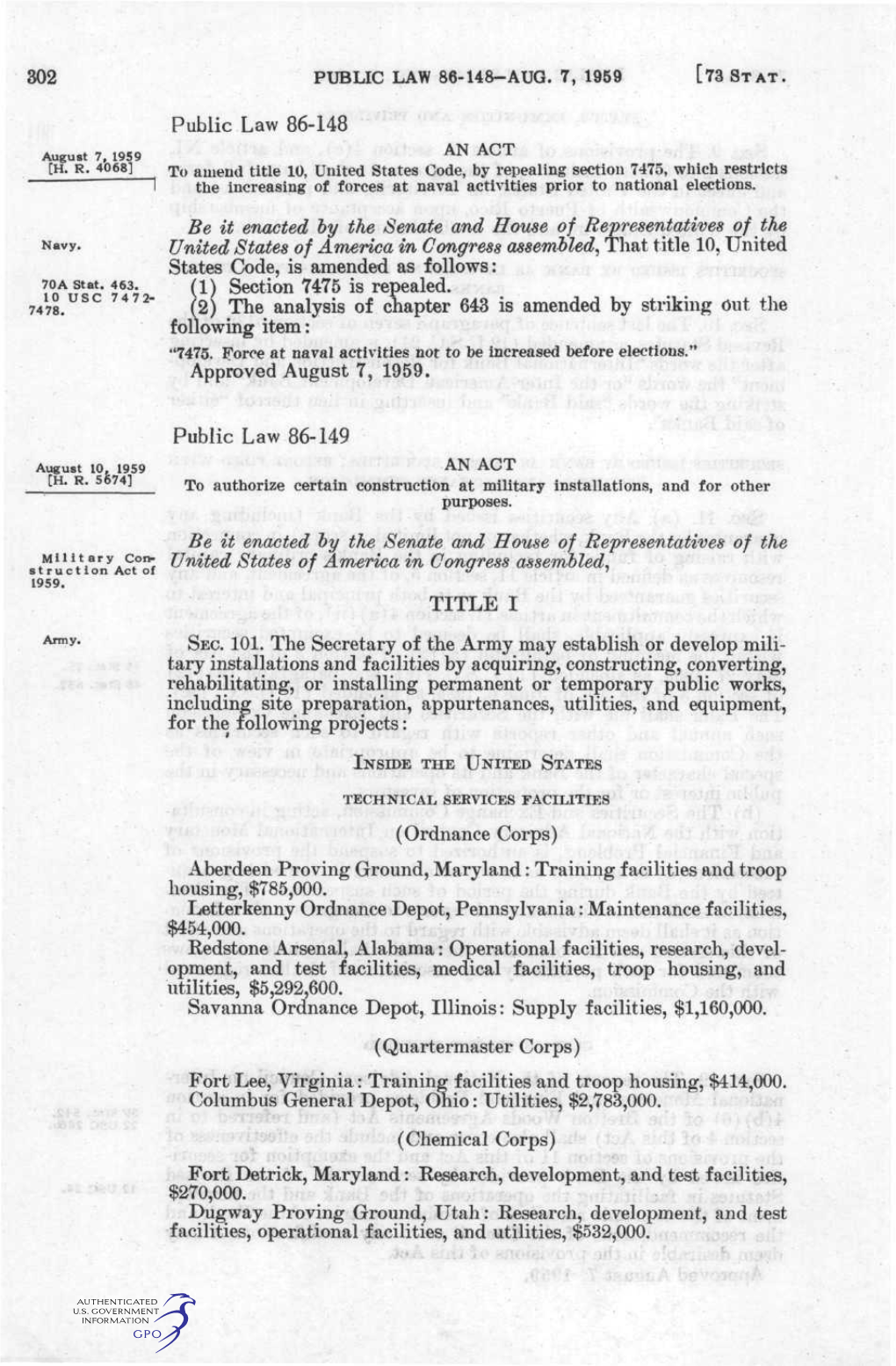 302 Public Law 86-U8-Aug. 7, 1959 [73 Stat