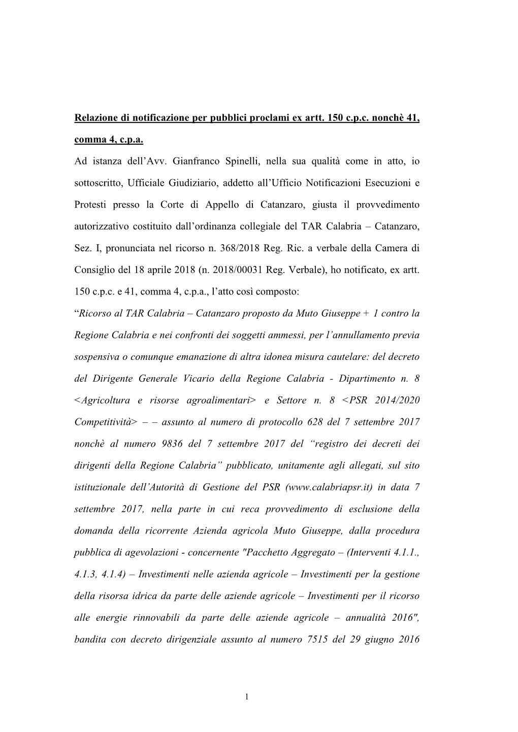 Atto Di Notificazione Per Pubblici Proclami MUTO