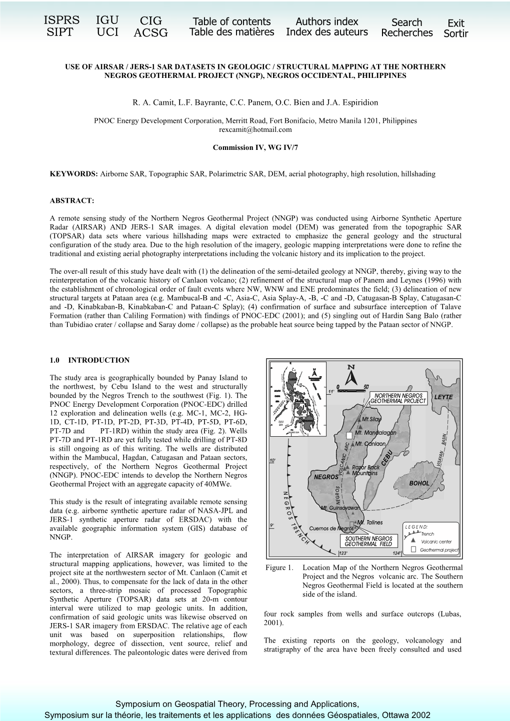 Use of Airsar / Jers-1 Sar Datasets in Geologic / Structural Mapping at the Northern Negros Geothermal Project (Nngp), Negros Occidental, Philippines