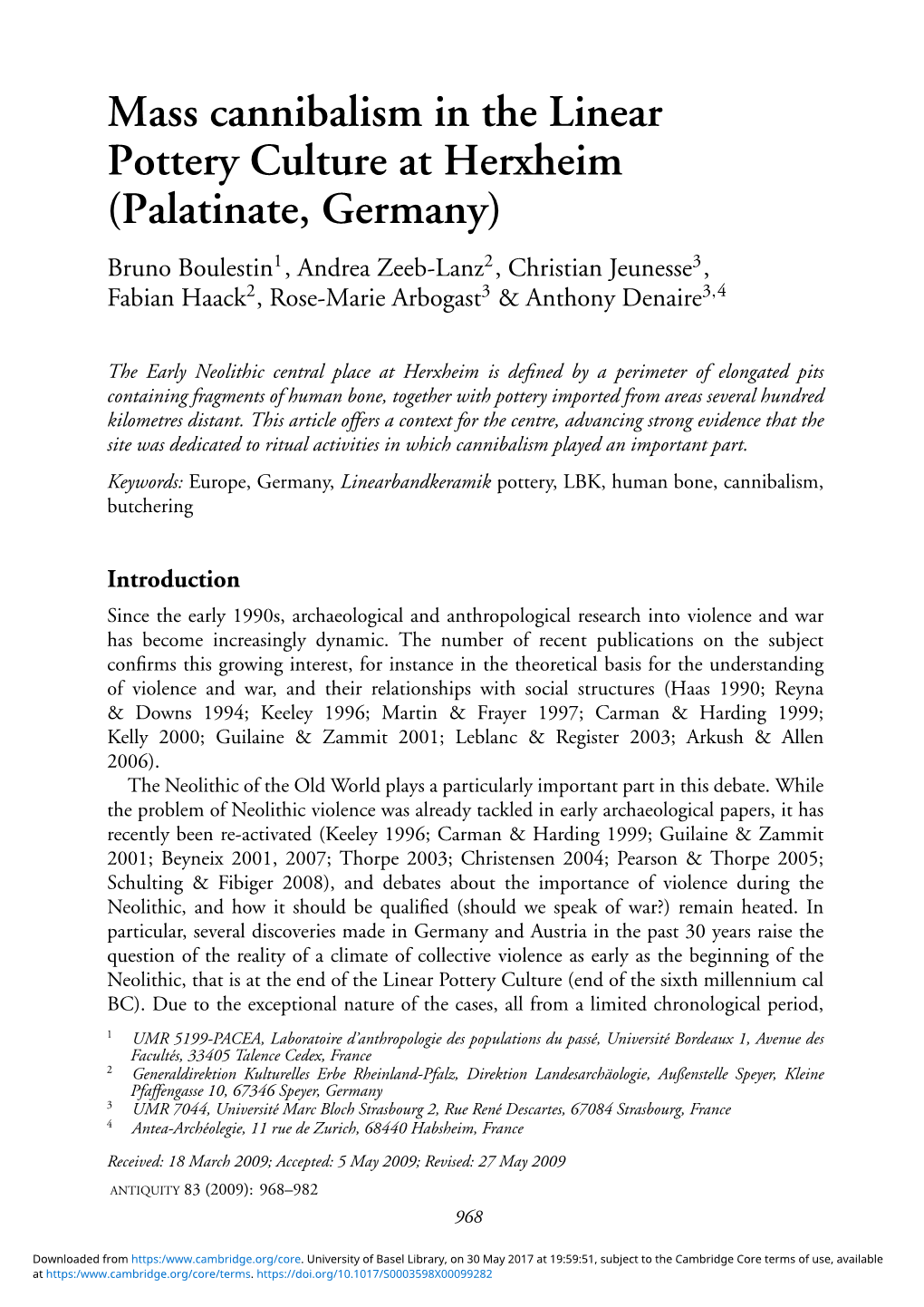 Mass Cannibalism in the Linear Pottery Culture at Herxheim