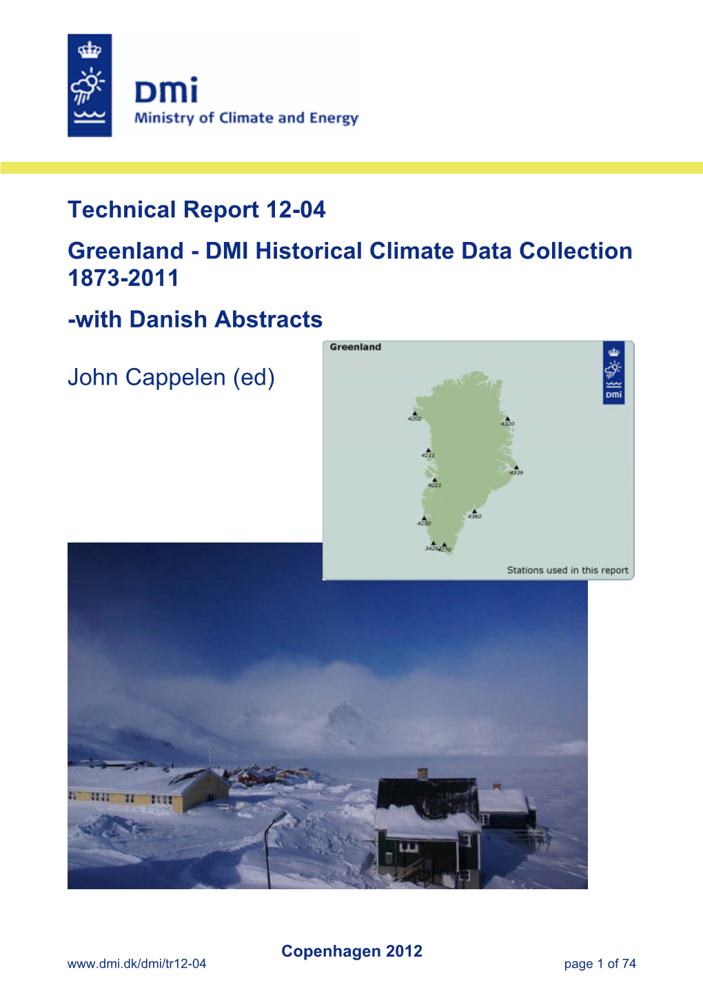 DMI Historical Climate Data Collection 1873-2011 -With Danish Abstracts