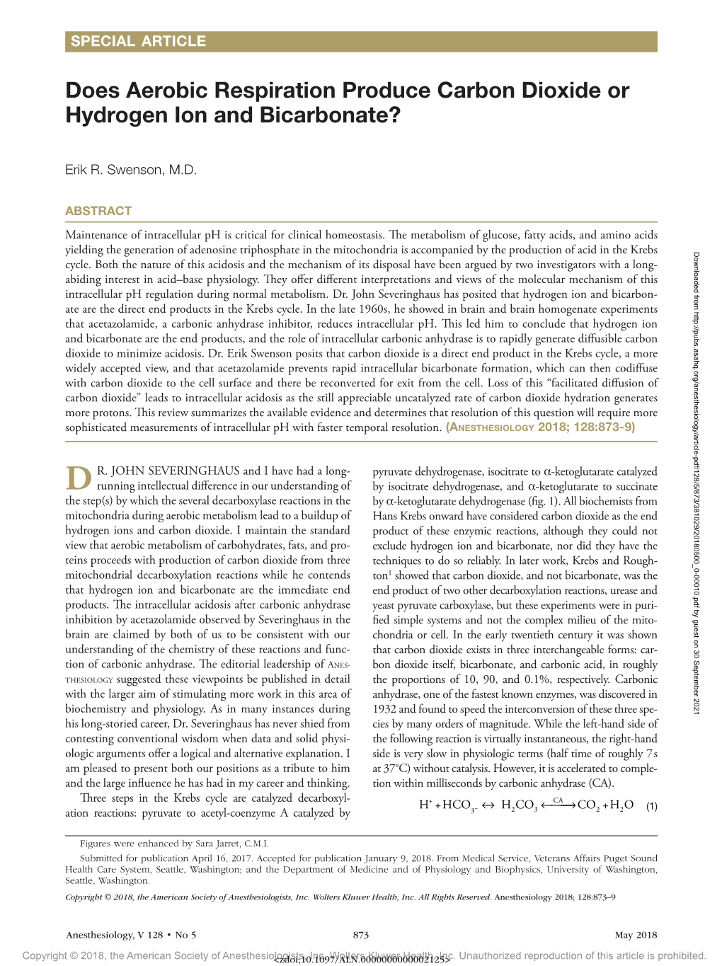 Does Aerobic Respiration Produce Carbon Dioxide Or Hydrogen Ion and Bicarbonate?