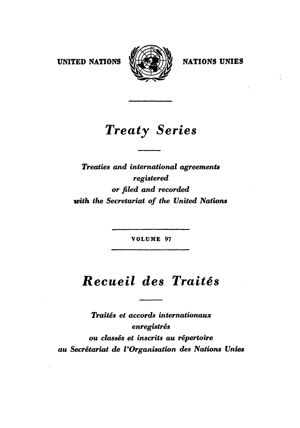 Treaty Series Recueil Des Traites