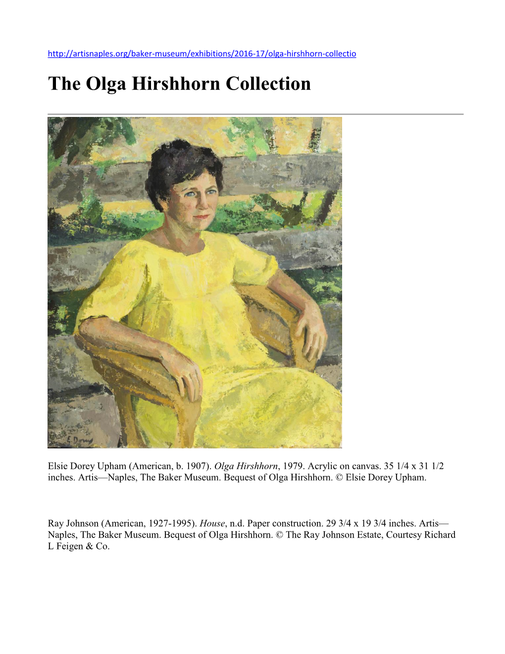 The Olga Hirshhorn Collection