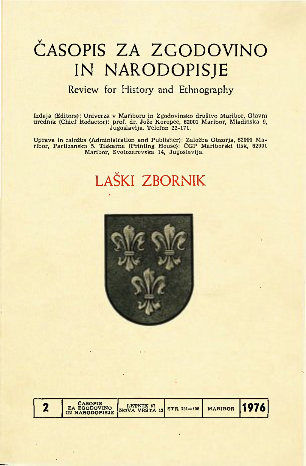 Časopis Za Zgodovino in Narodopisje