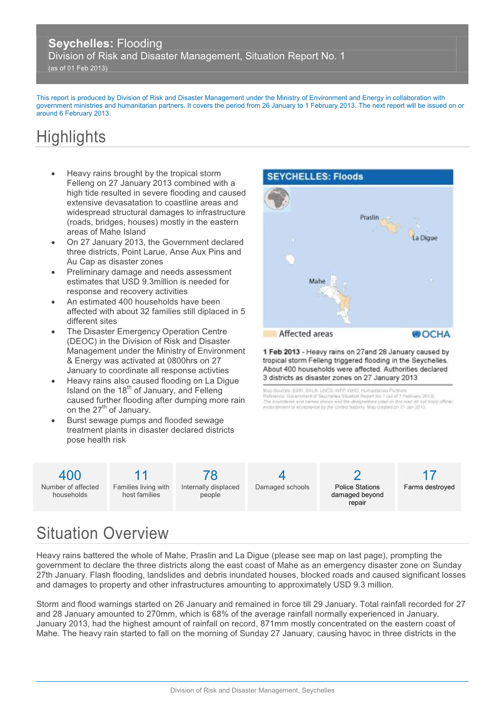 Seychelles : Floods