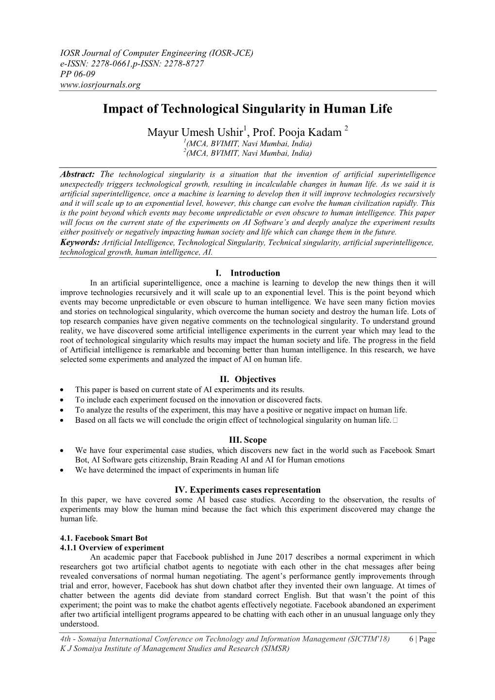 Impact of Technological Singularity in Human Life