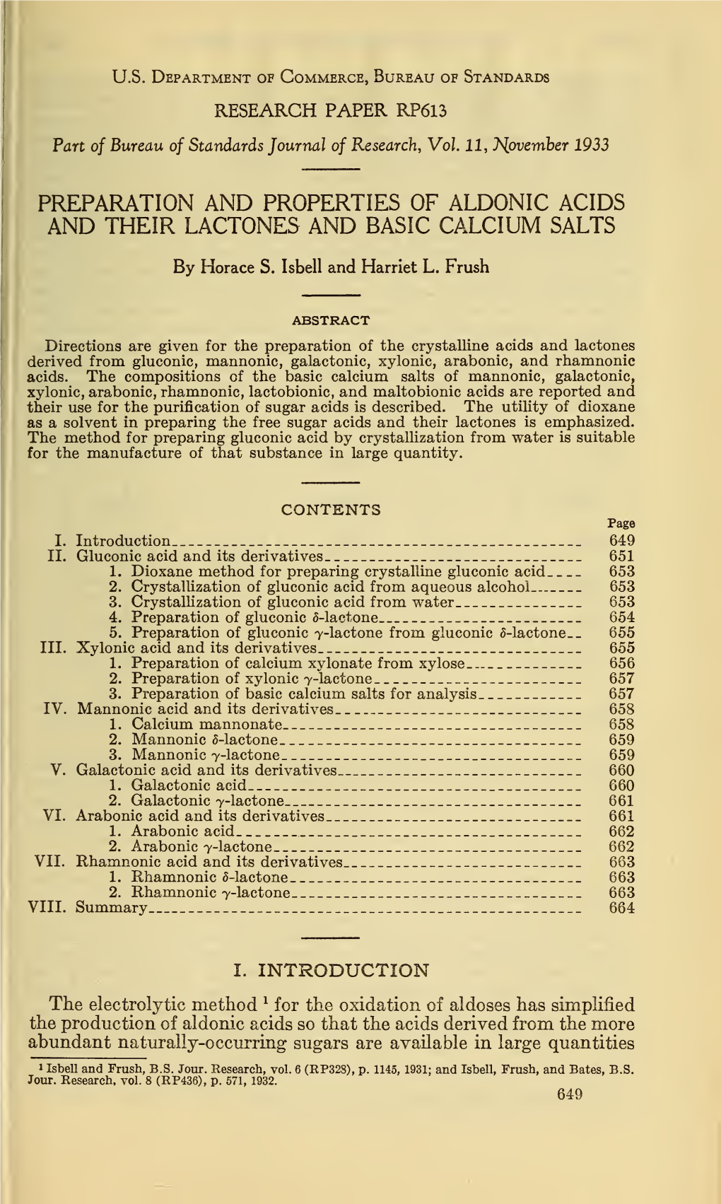 Preparation and Properties of Aldonic Acids and Their Lactones and Basic Calcium Salts