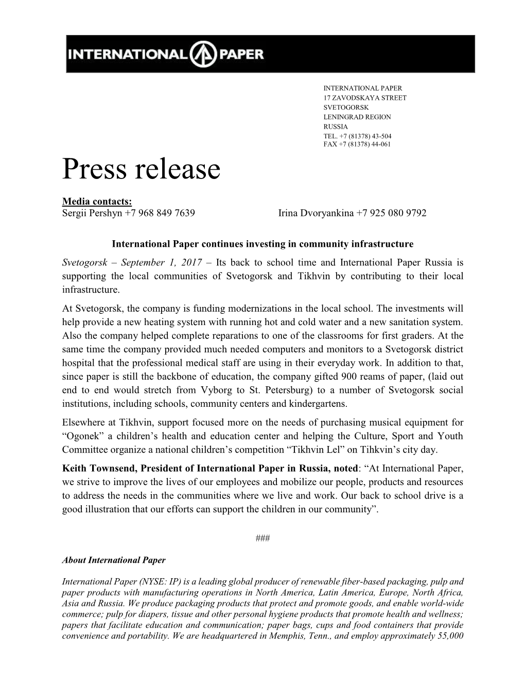 Press Release