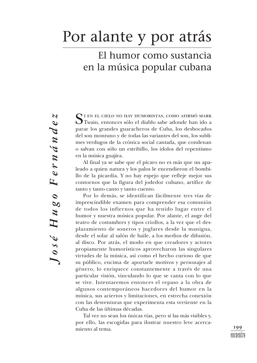 Por Alante Y Por Atrás El Humor Como Sustancia En La Música Popular Cubana