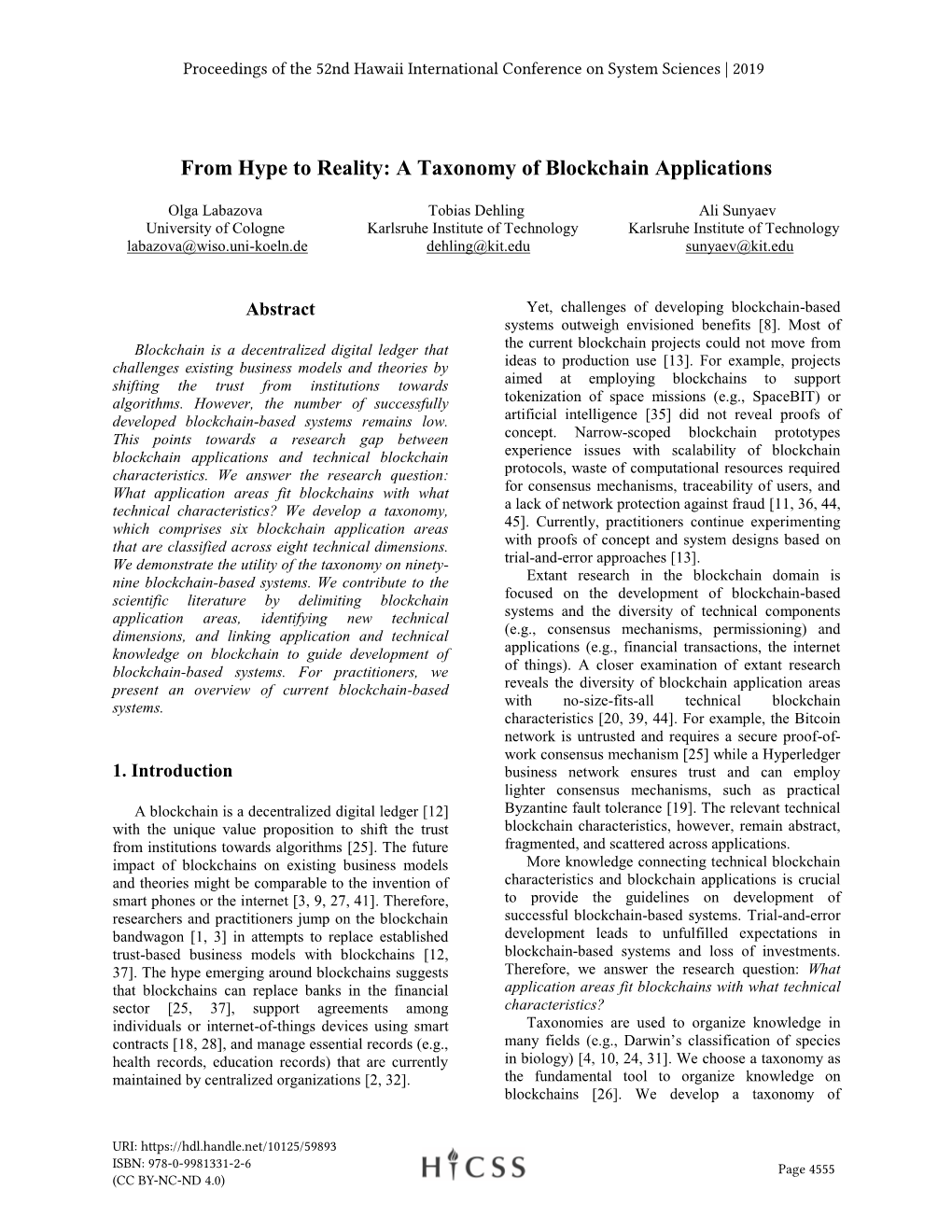 A Taxonomy of Blockchain Applications