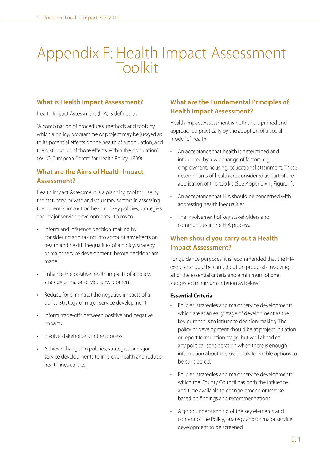 Health Impact Assessment Toolkit