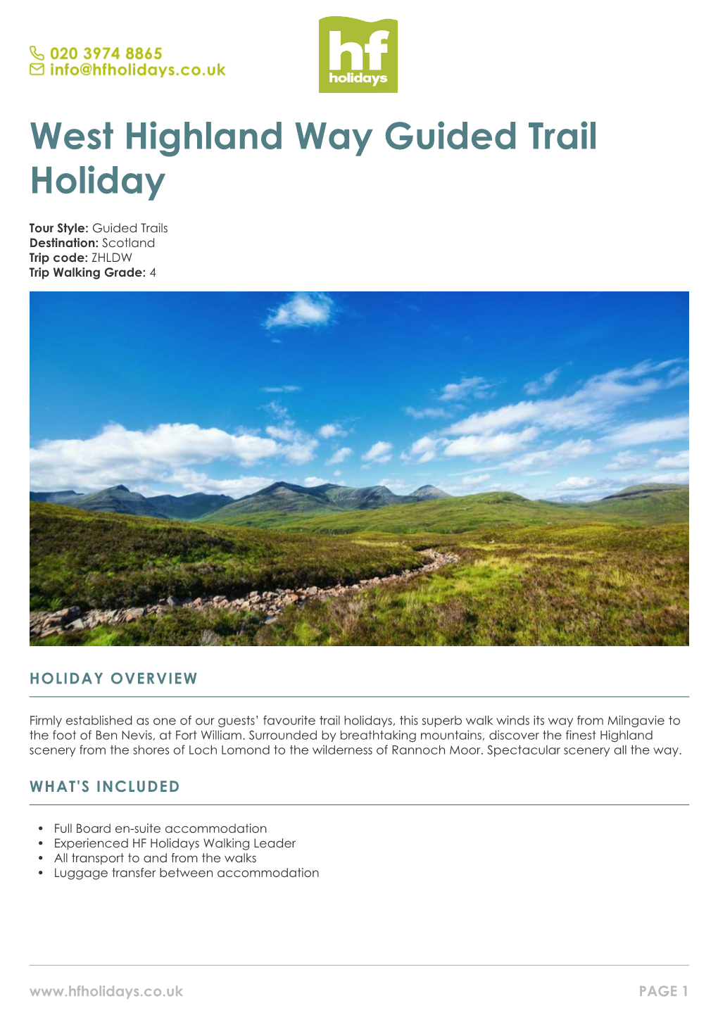 West Highland Way Guided Trail Holiday