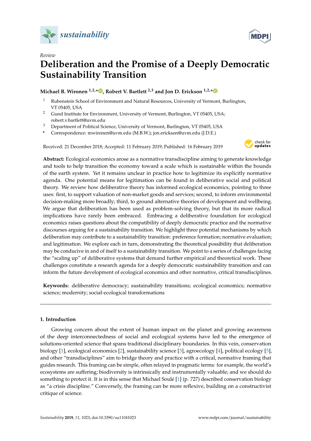 Deliberation and the Promise of a Deeply Democratic Sustainability Transition