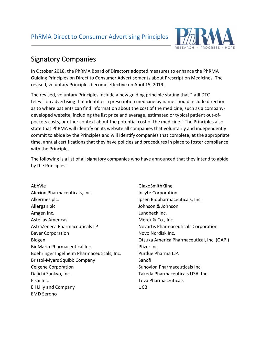 Signatory Companies