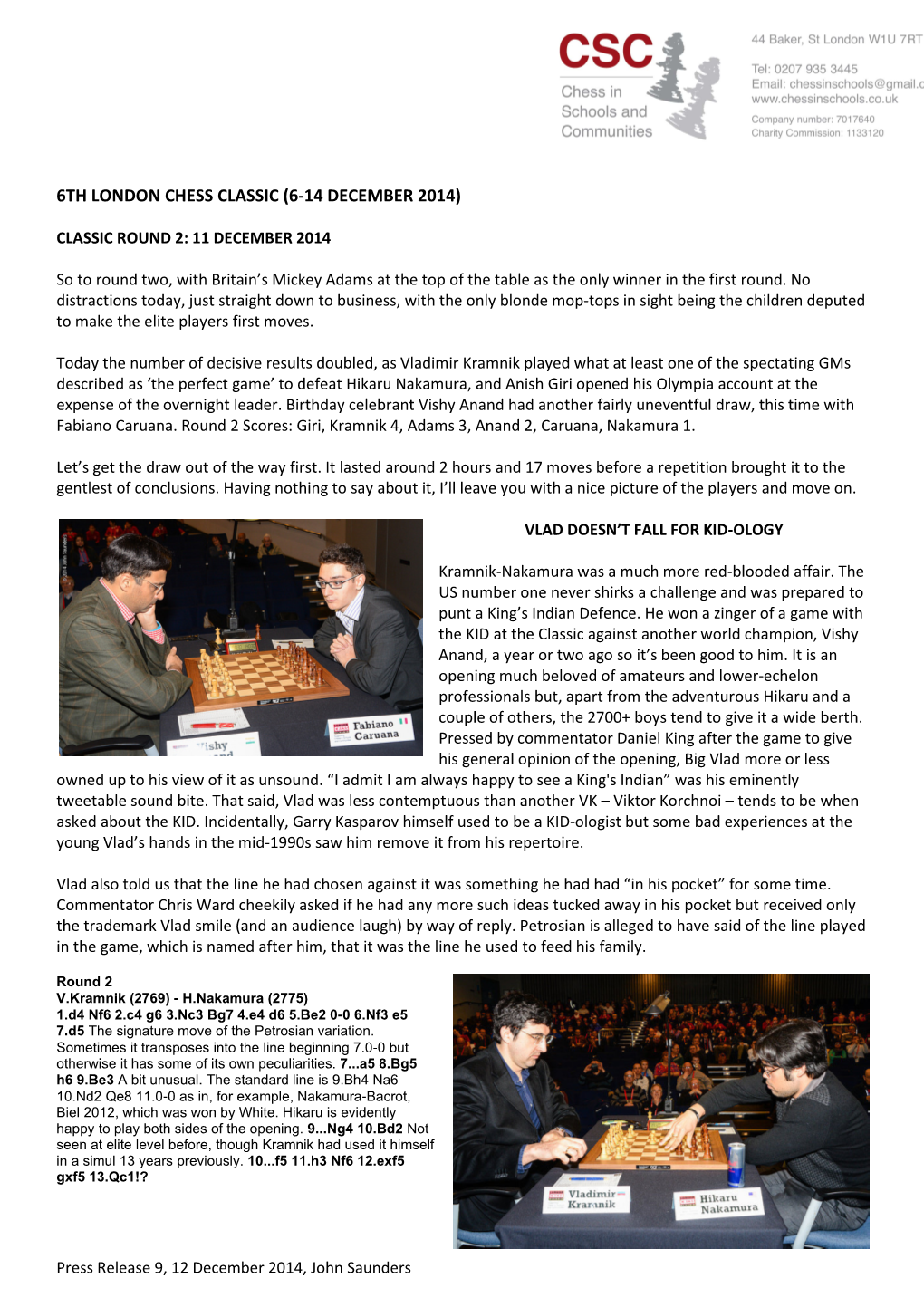 6Th London Chess Classic (6-14 December 2014)