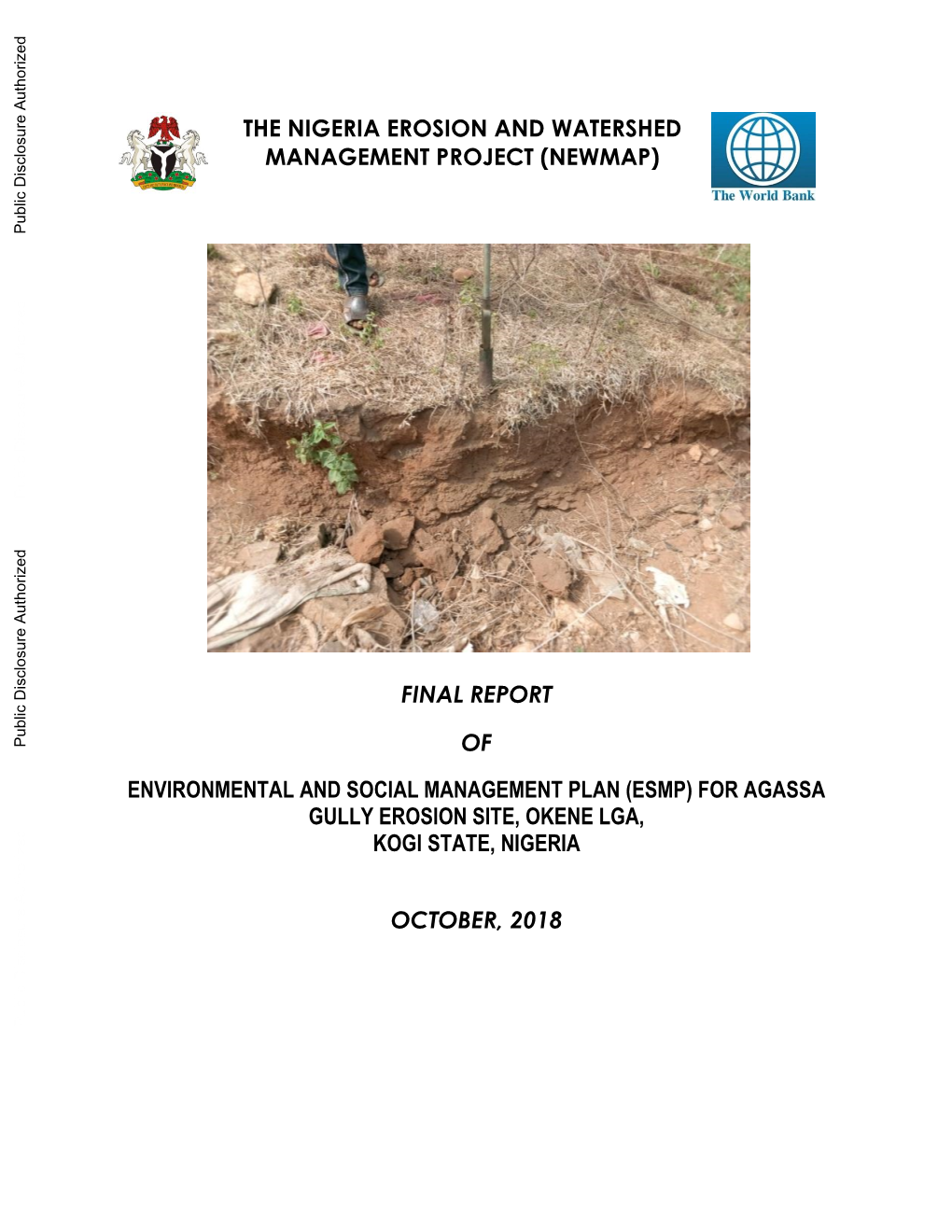 For Agassa Gully Erosion Site, Okene Lga, Kogi State, Nigeria