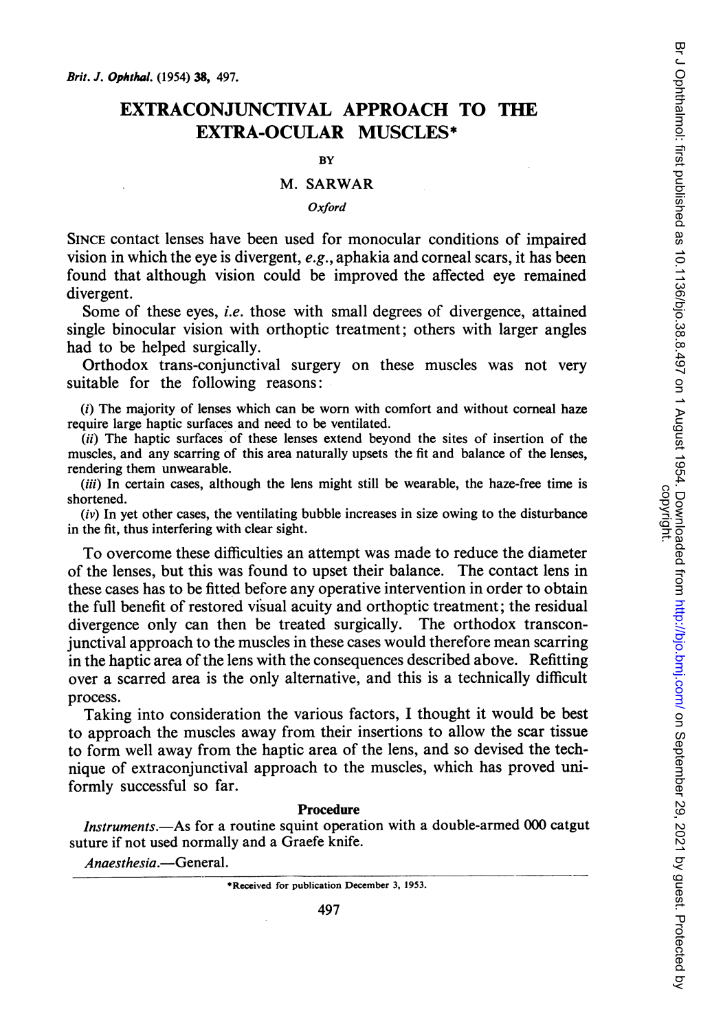 Extraconjunctival Approach to the Extra-Ocular Muscles* by M