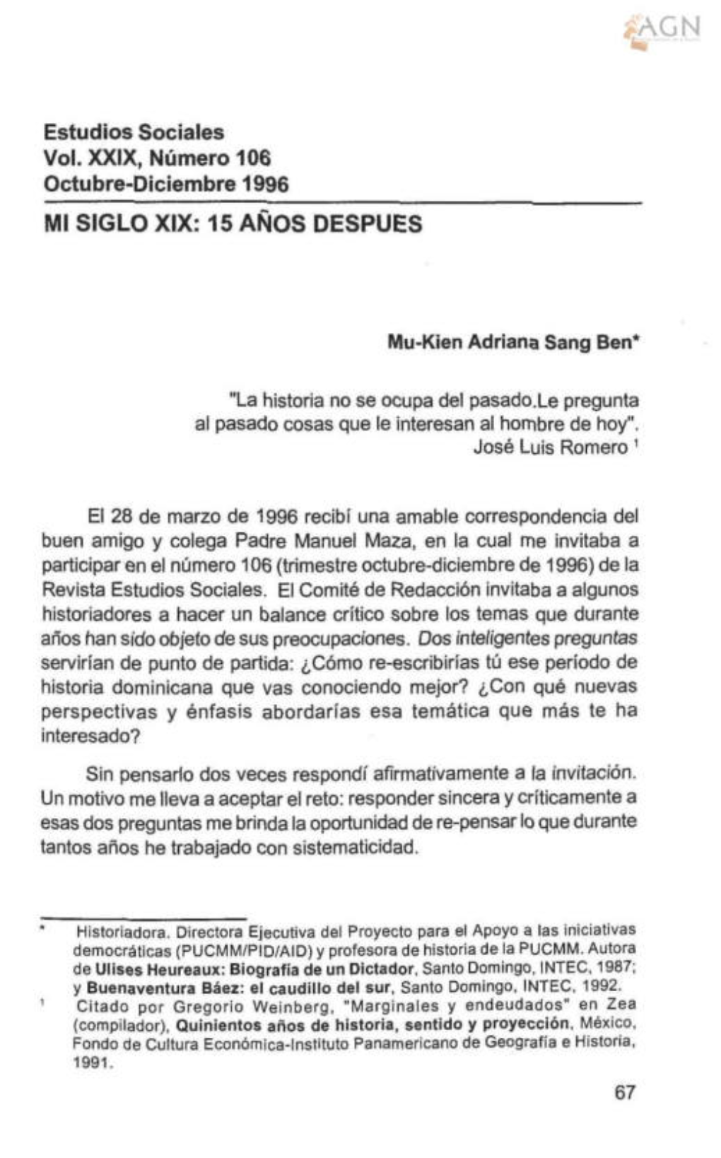 Mi Siglo Xix: 15 Años Despues