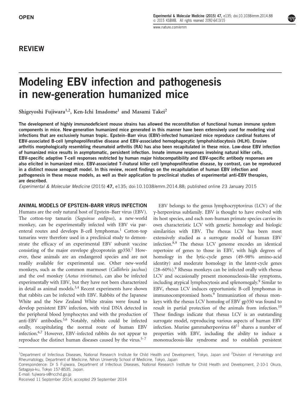 Modeling EBV Infection and Pathogenesis in New-Generation Humanized Mice