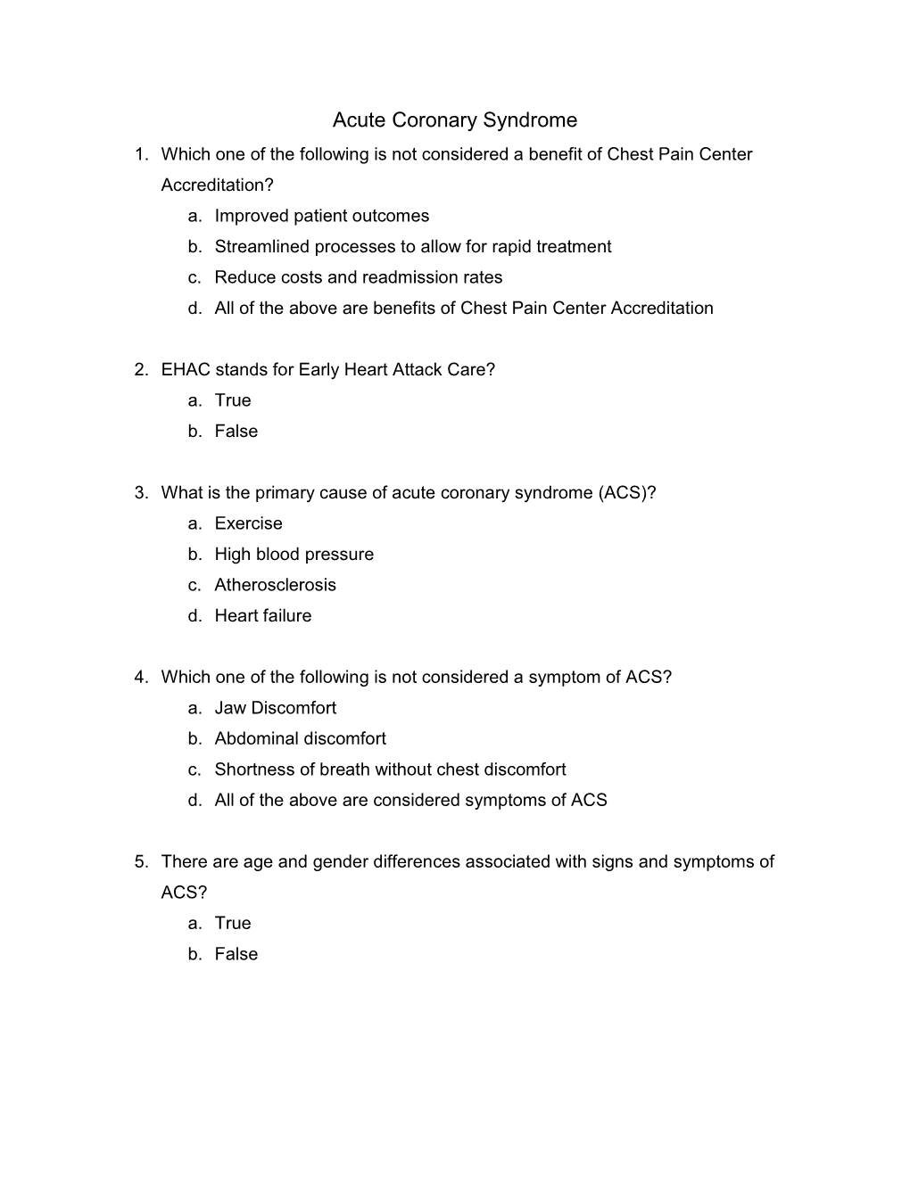 Acute Coronary Syndrome 1