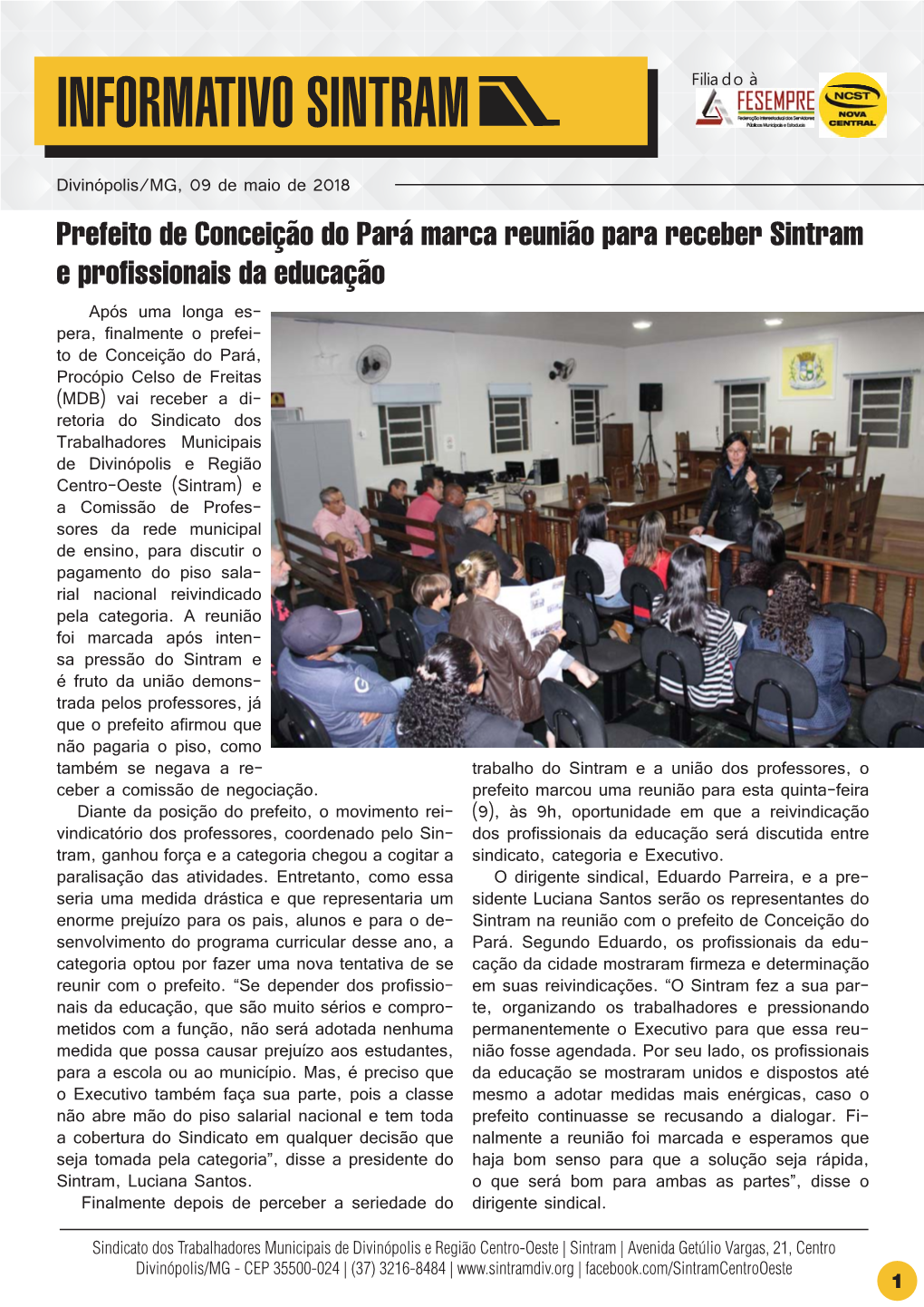 Prefeito De Conceição Do Pará Marca Reunião Para Receber Sintram E