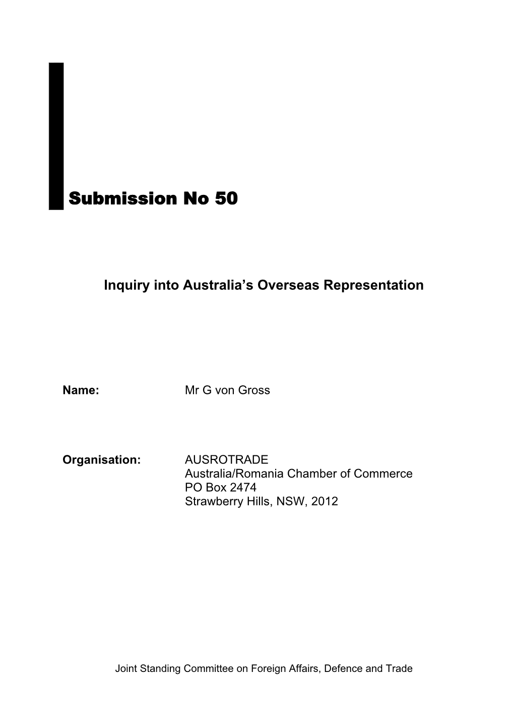 Inquiry Into Australia's Overseas Representation