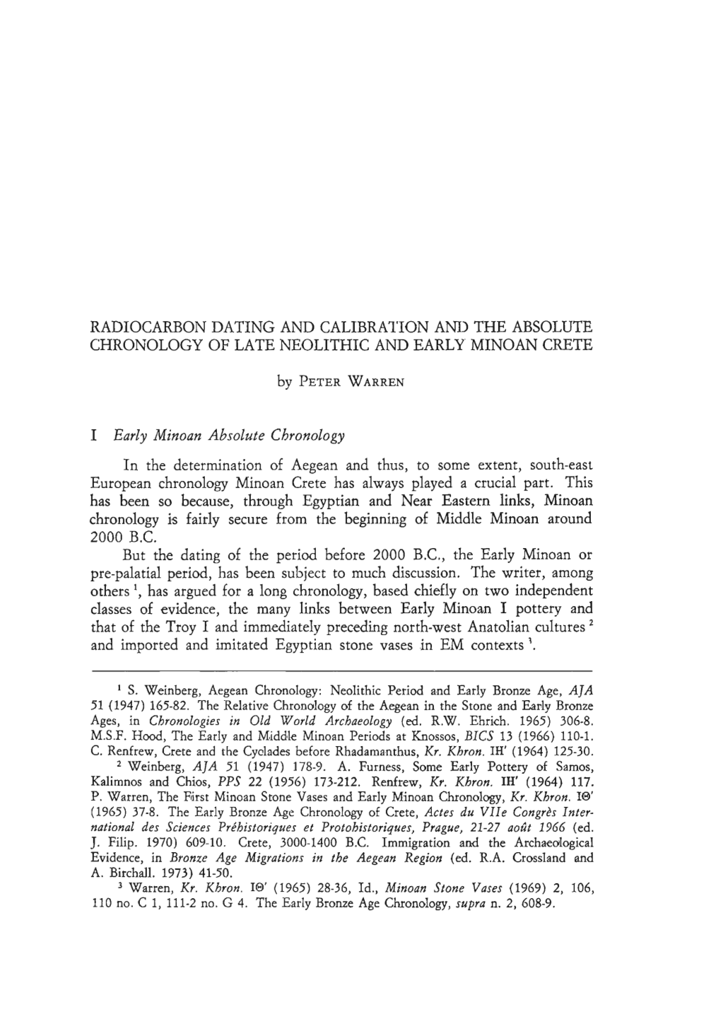 Radiocarbon Dating and Calibration and the Absolute Chronology of Late Neolithic and Early Minoan Crete