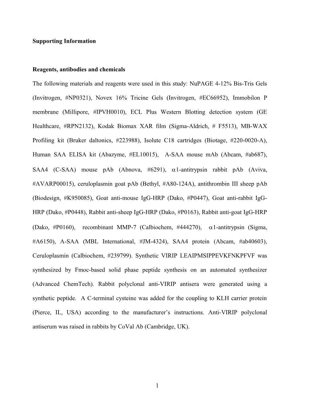 Reagents, Antibodies and Chemicals