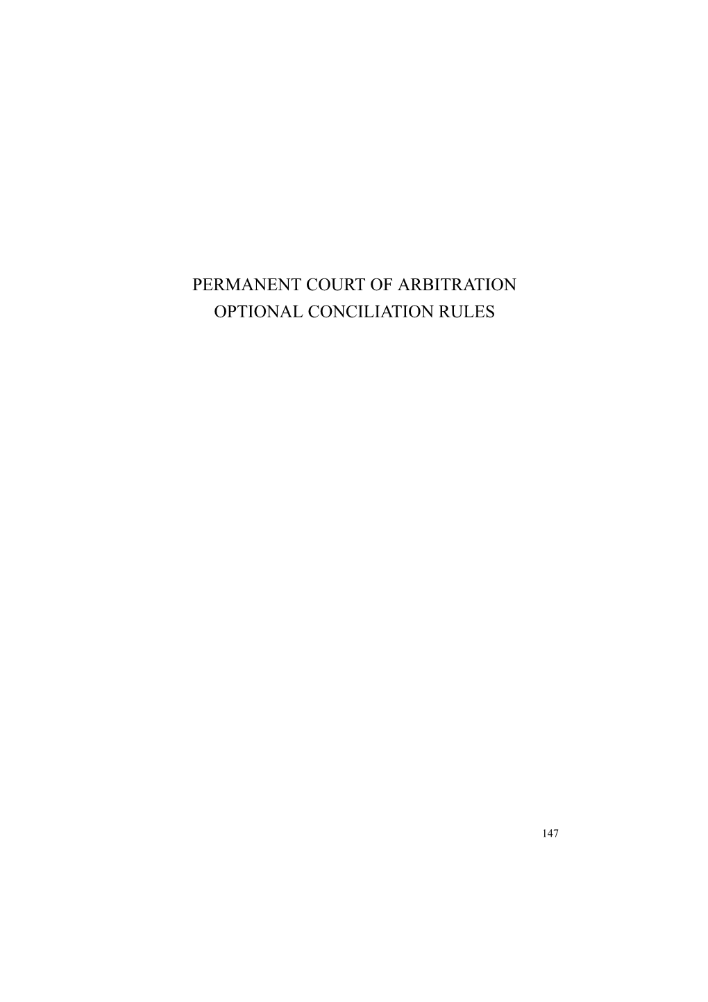 Permanent Court of Arbitration Optional Conciliation Rules