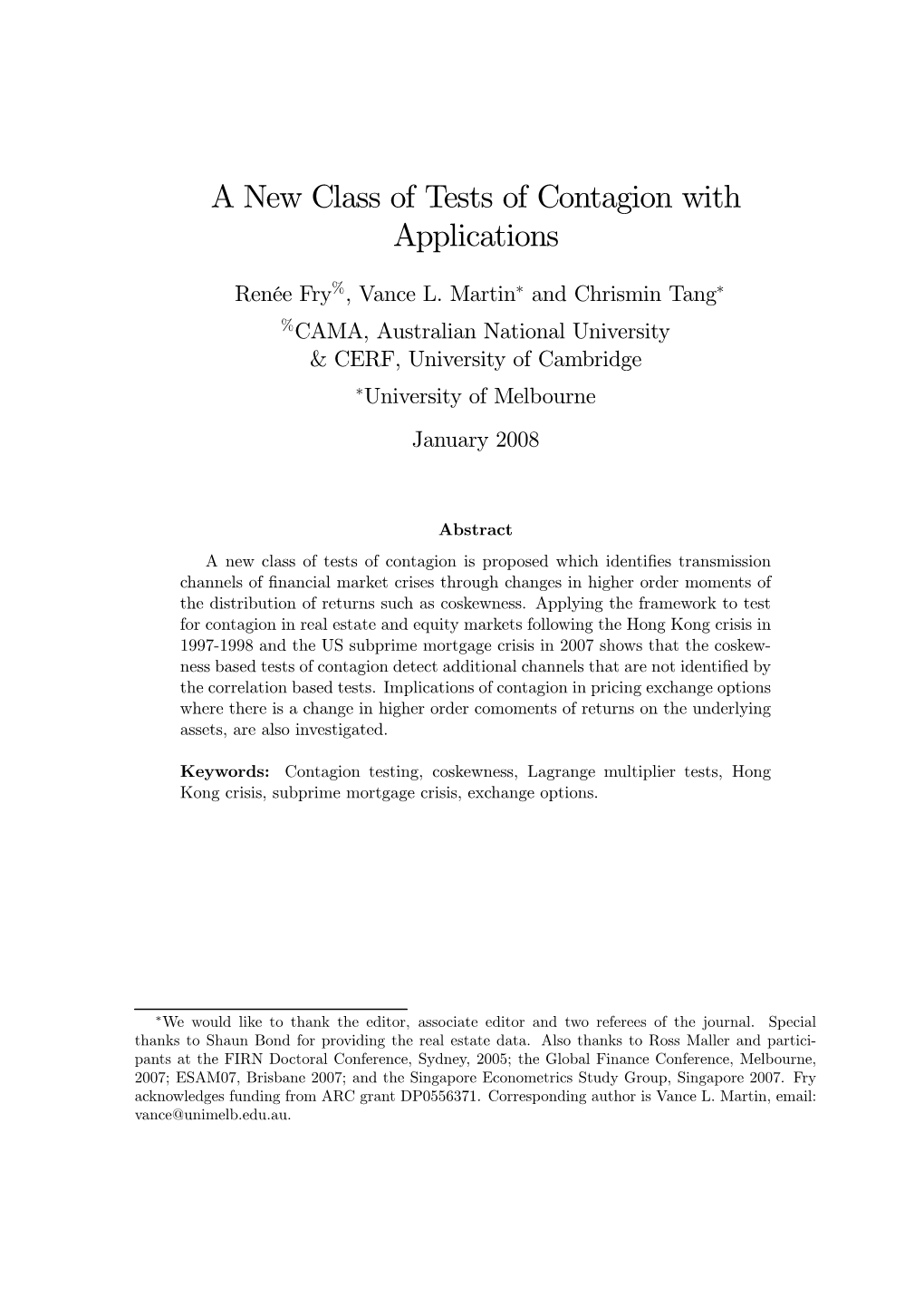 A New Class of Tests of Contagion with Applications