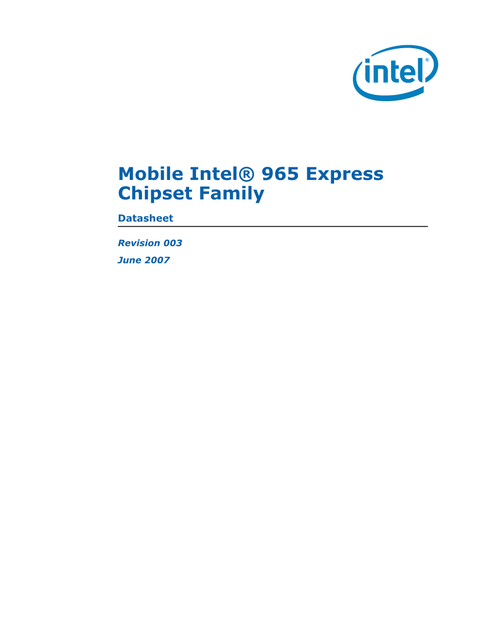 Mobile Intel® 965 Express Chipset Family