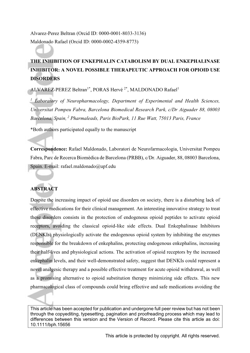 The Inhibition of Enkephalin Catabolism by Dual Enkephalinase Inhibitor: a Novel Possible Therapeutic Approach for Opioid Use Disorders