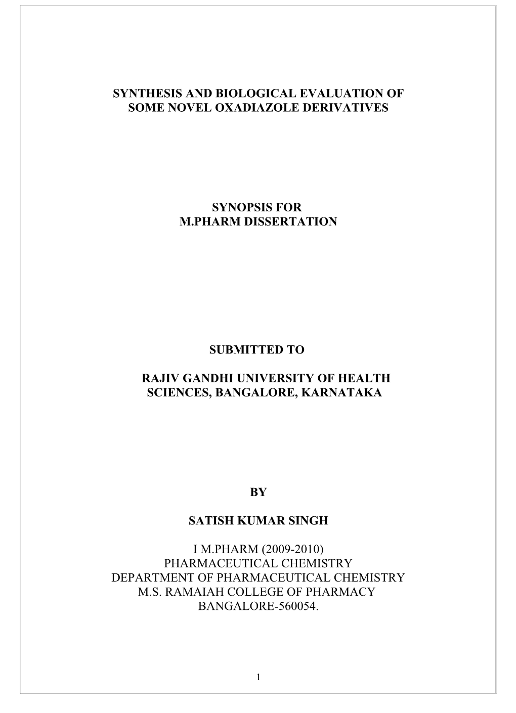 Synthesis of Novel Pyarazolidinedione Substituted