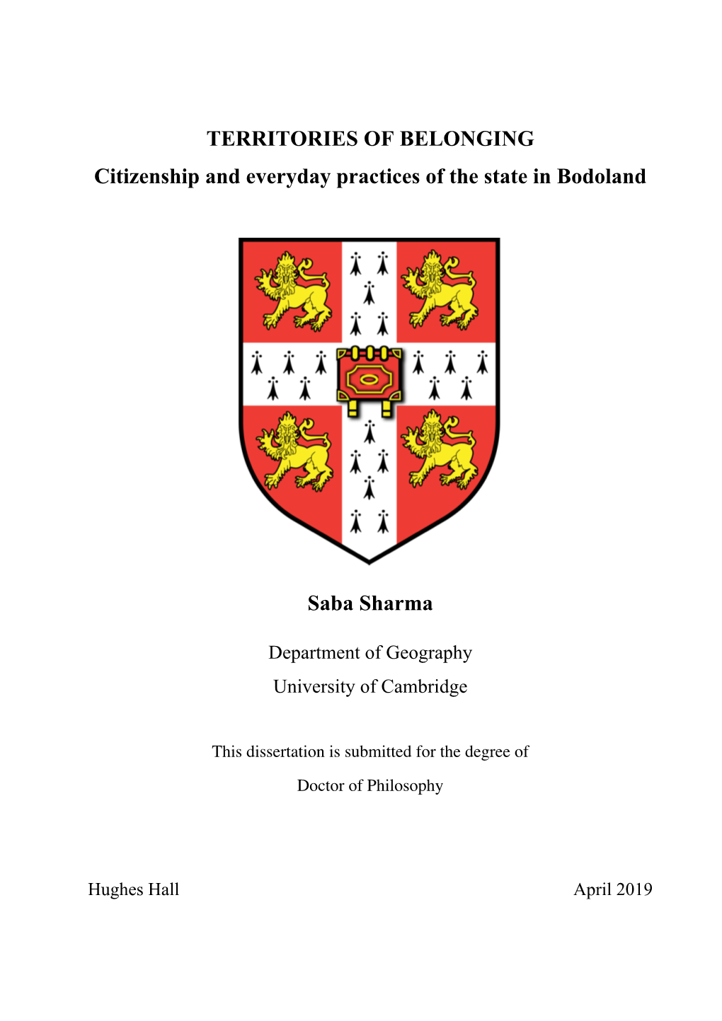 TERRITORIES of BELONGING Citizenship and Everyday Practices of the State in Bodoland