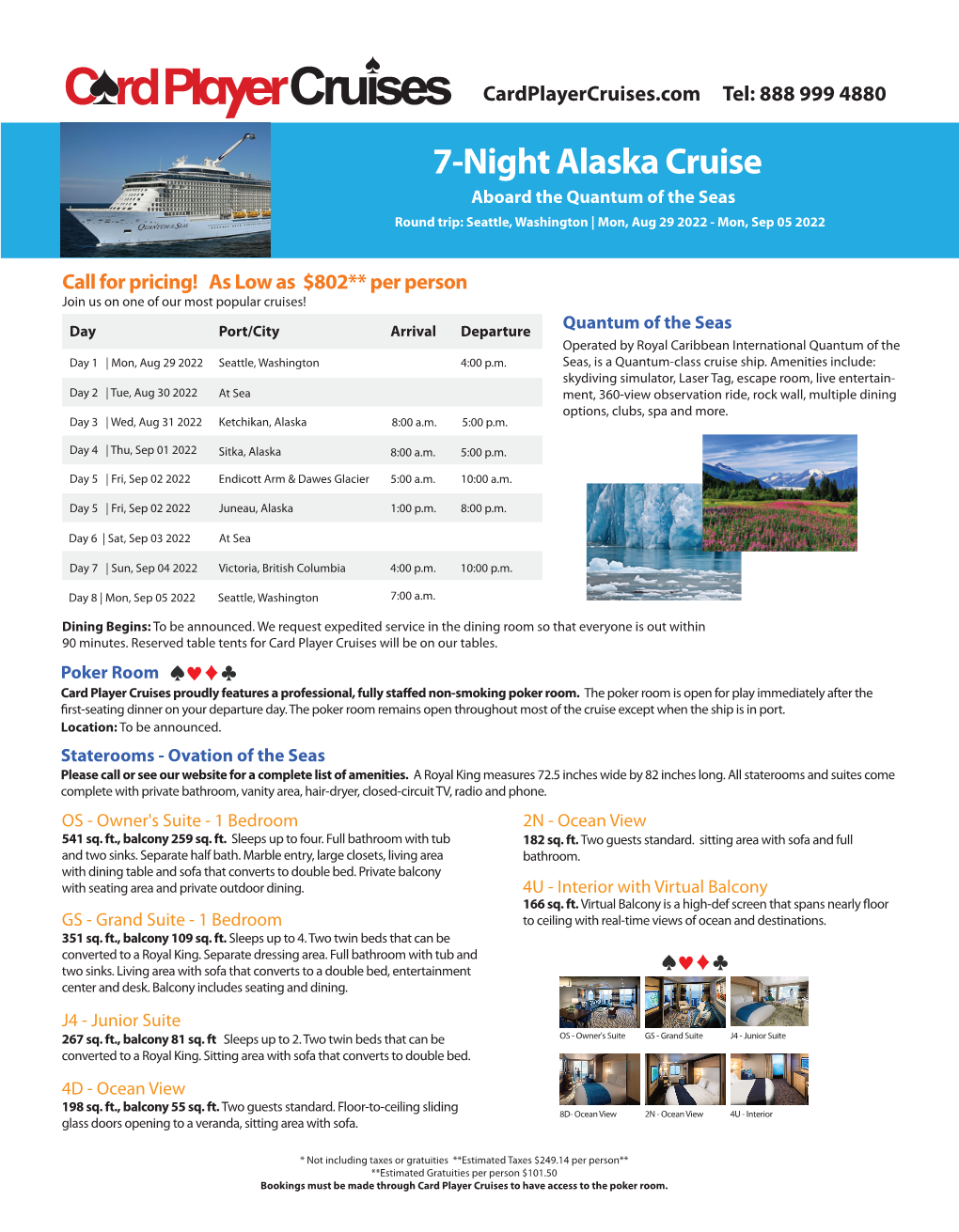 7-Night Alaska Cruise Aboard the Quantum of the Seas Round Trip: Seattle, Washington | Mon, Aug 29 2022 - Mon, Sep 05 2022