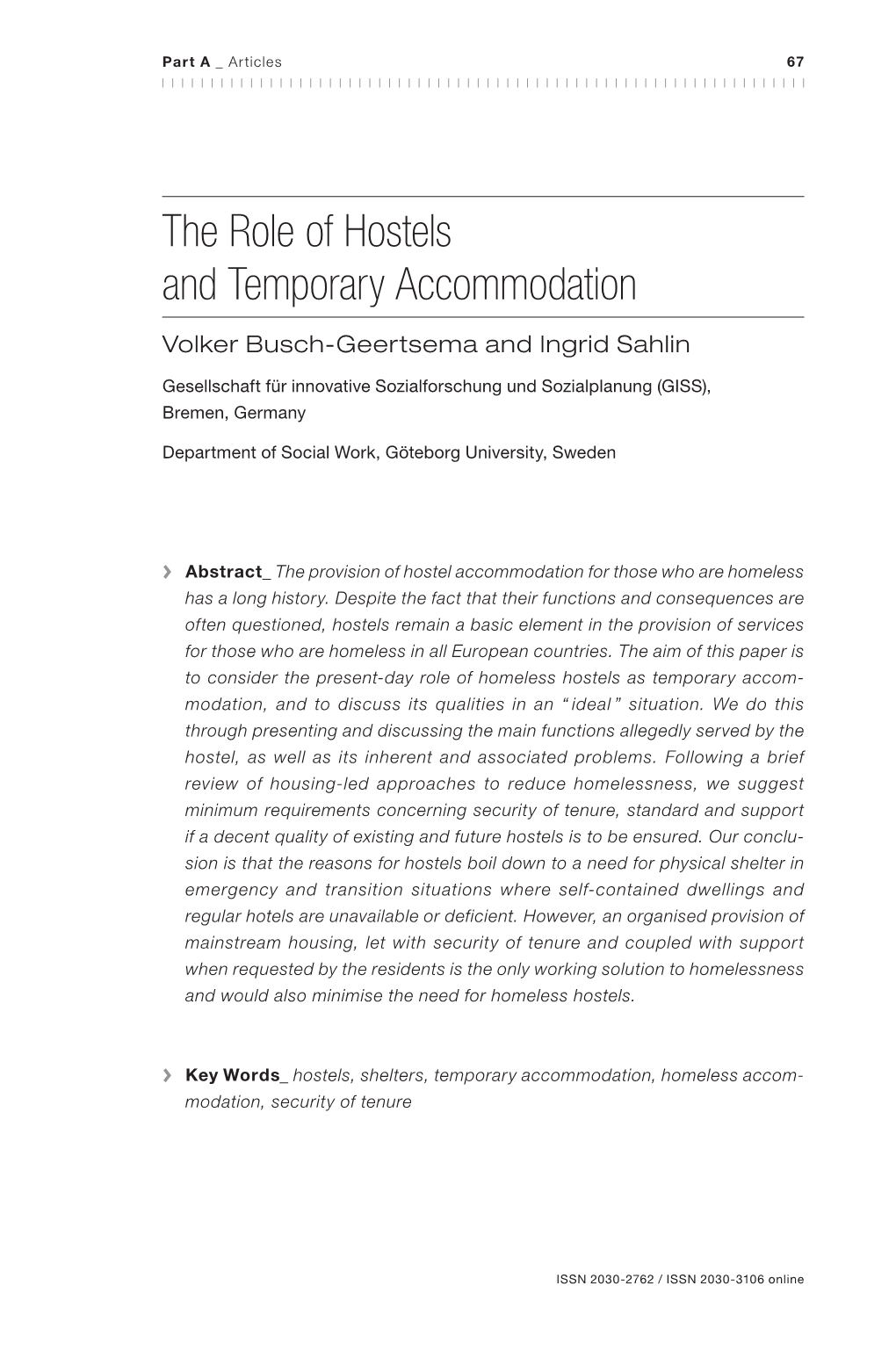 The Role of Hostels and Temporary Accommodation