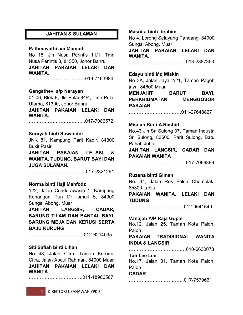 Direktori Usahawan Ypkdt