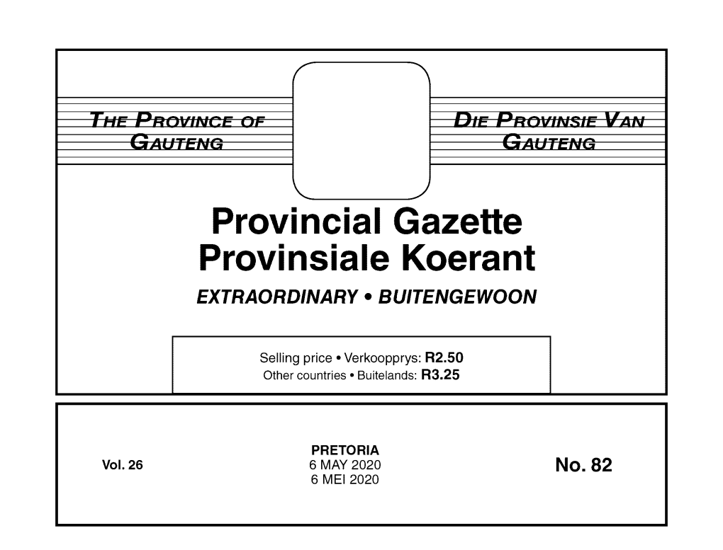 Provincial Gazette Provinsiale Koerant EXTRAORDINARY • BUITENGEWOON