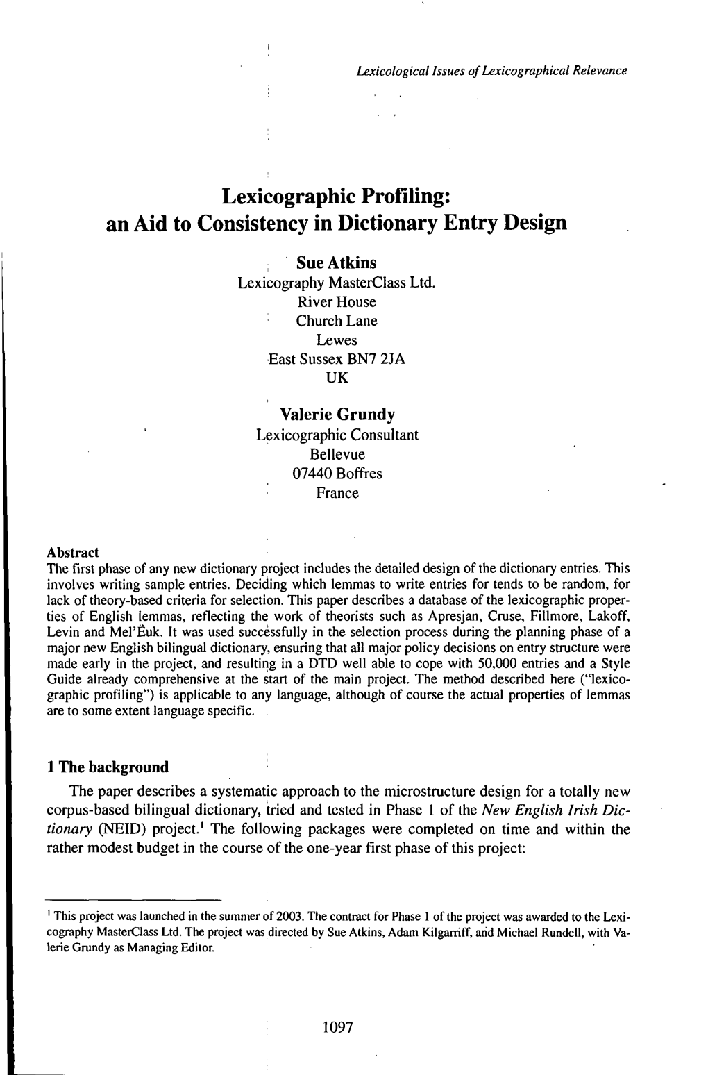 An Aid to Consistency in Dictionary Entry Design