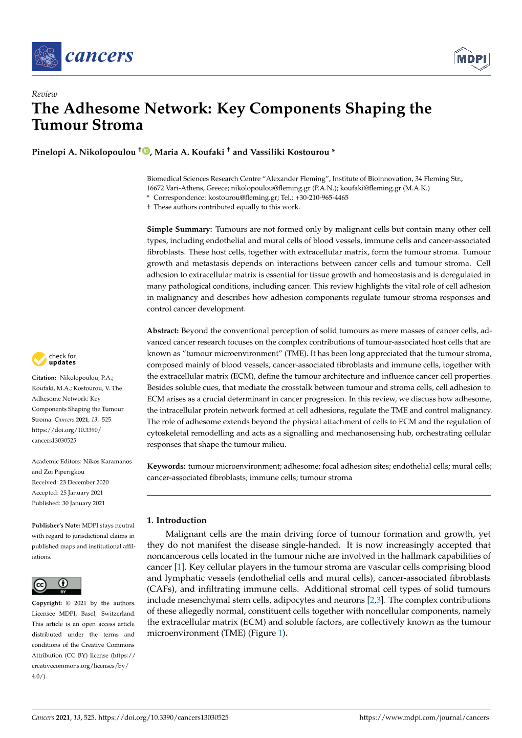 The Adhesome Network: Key Components Shaping the Tumour Stroma