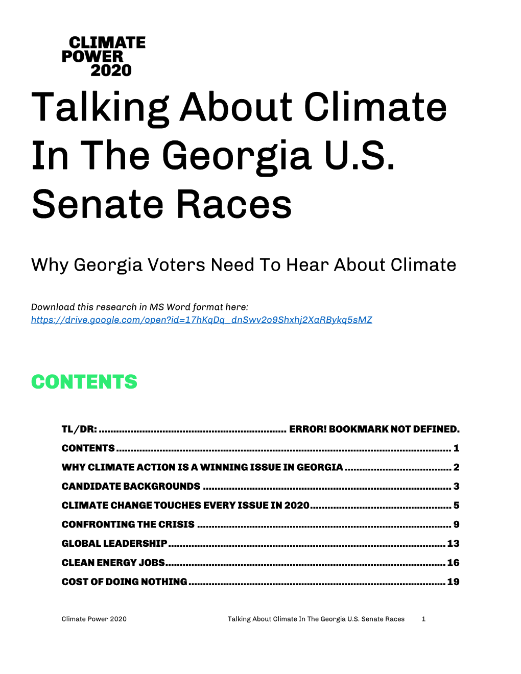 Talking About Climate Change in the Georgia U.S. Senate Races