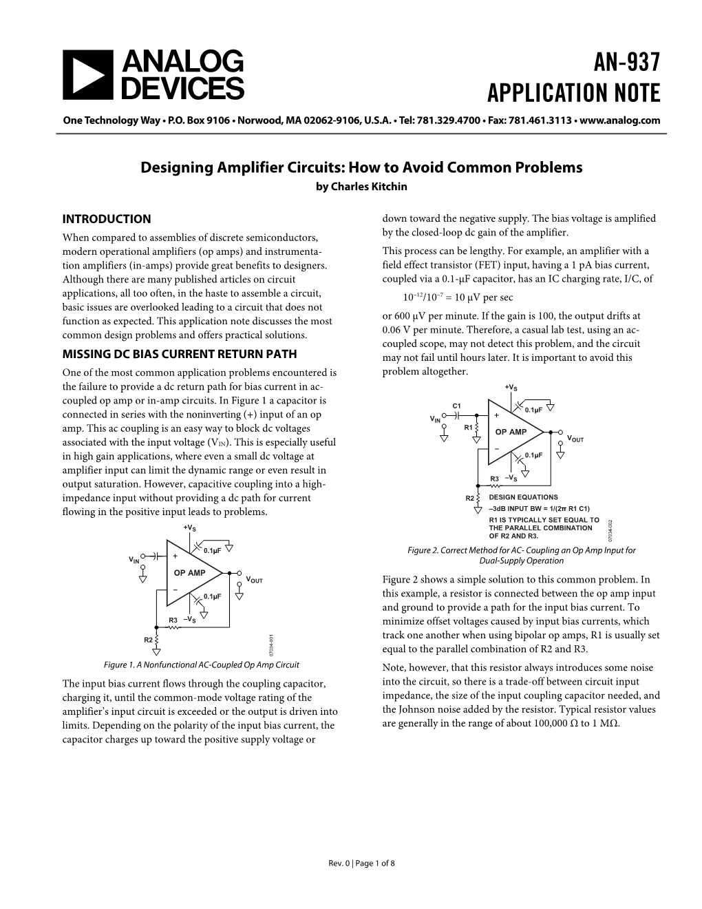 AN-937 Designing Amplifier Circuits