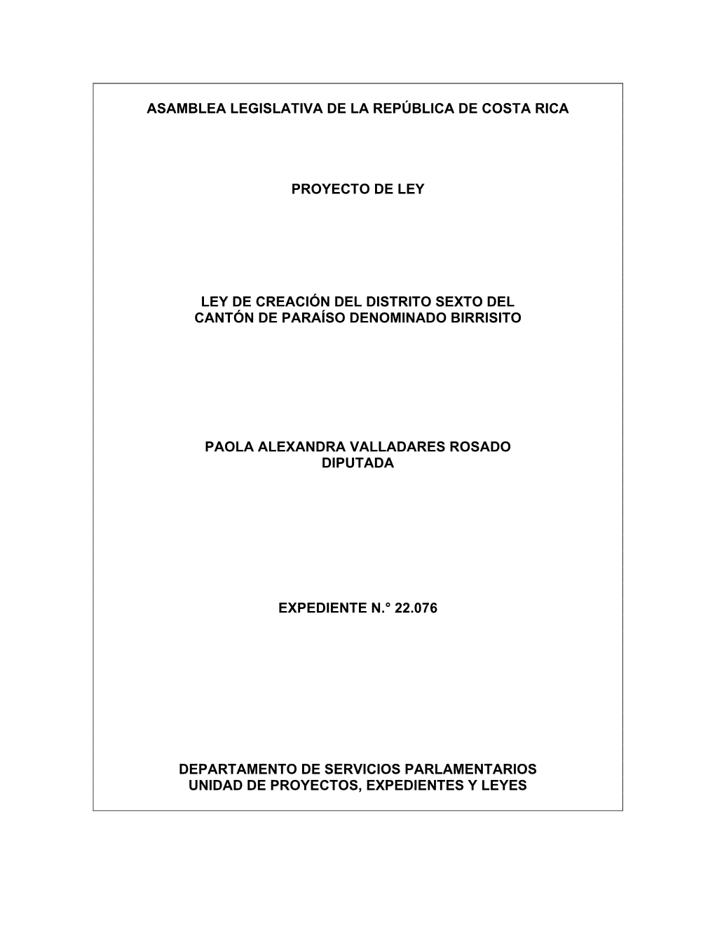 Asamblea Legislativa De La República De Costa Rica