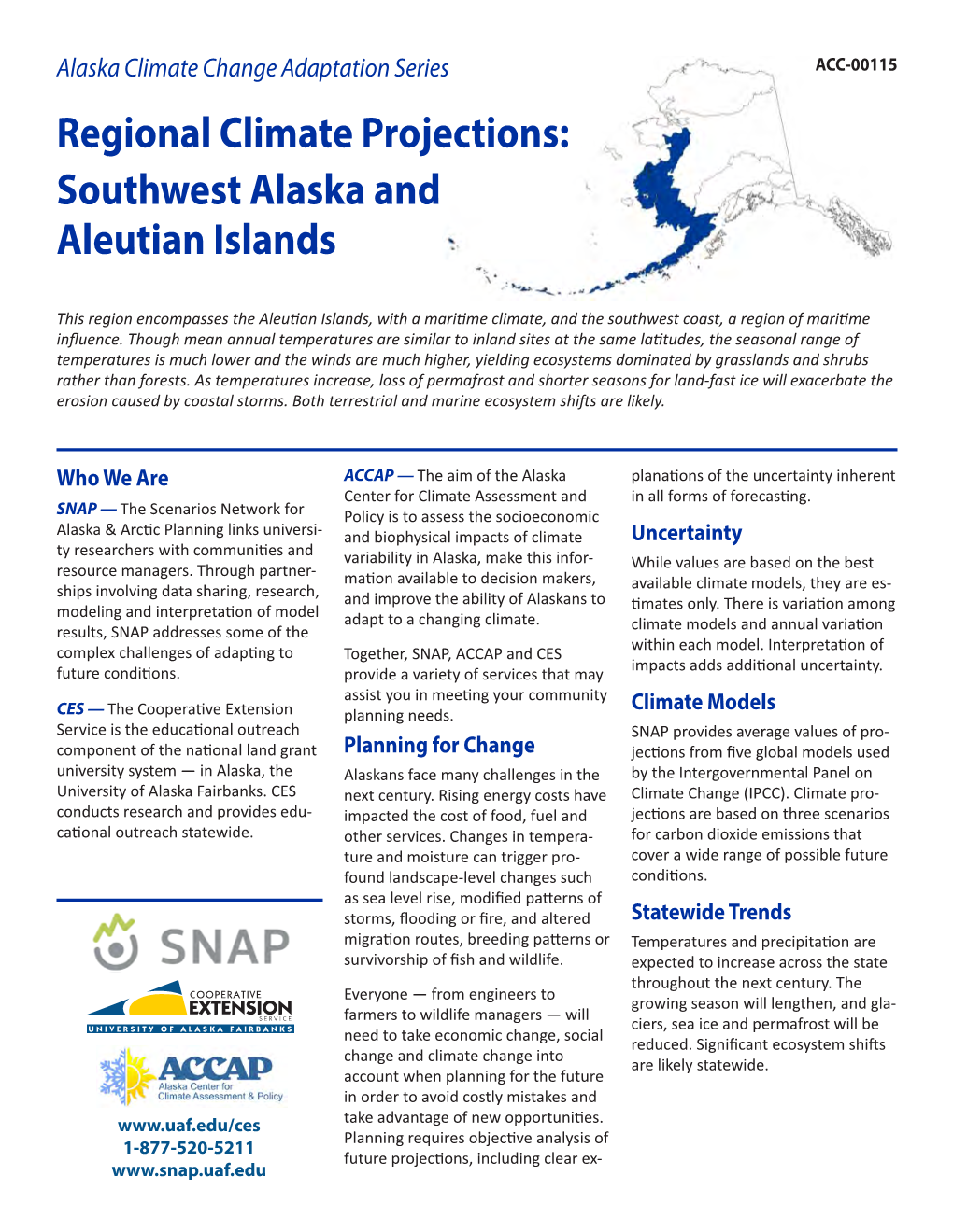 Regional Climate Projections: Southwest Alaska and Aleutian Islands