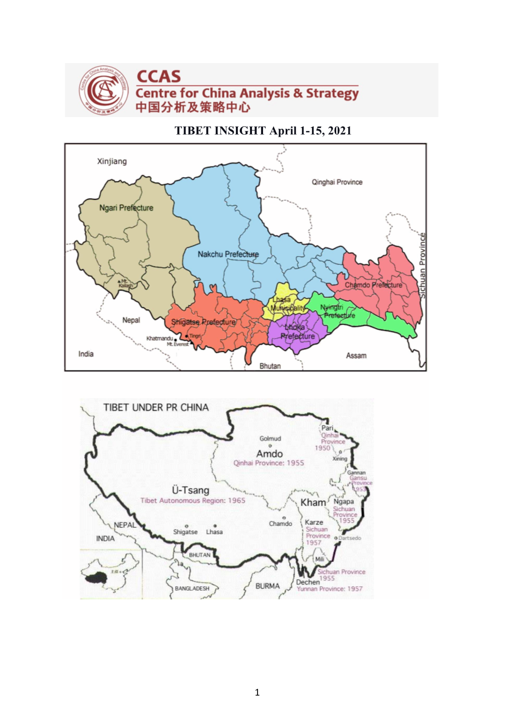 TIBET INSIGHT April 1-15, 2021