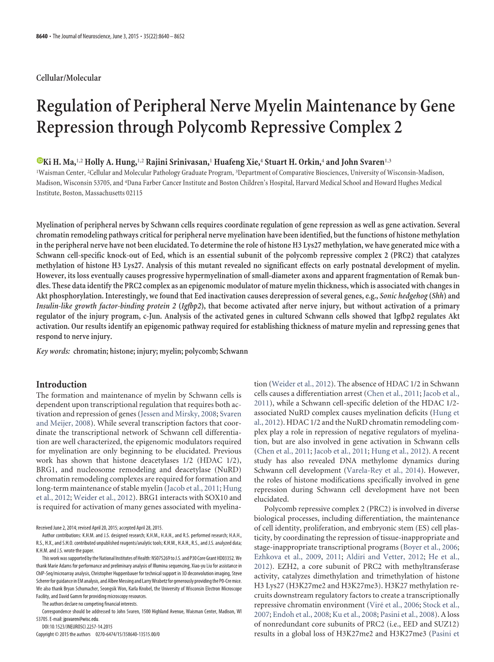 Regulation of Peripheral Nerve Myelin Maintenance by Gene Repression Through Polycomb Repressive Complex 2