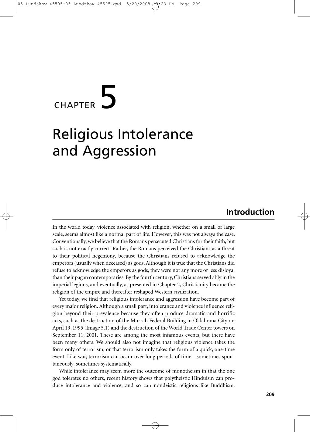 Religious Intolerance and Aggression